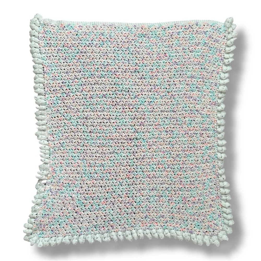 Handmade White & Pastel Crochet Throw Baby Blanket